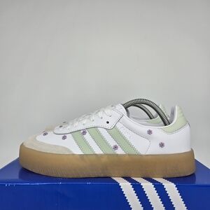 adidas Sambae Floral White Linen Green Gum Women's Shoes Size 8 New